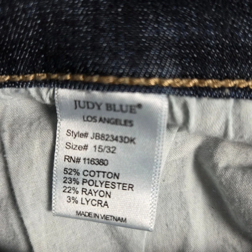 Judy Blue Los Angeles Dark Wash Flare Raw Hem Jeans Size 15/32(29) Blue Stretch